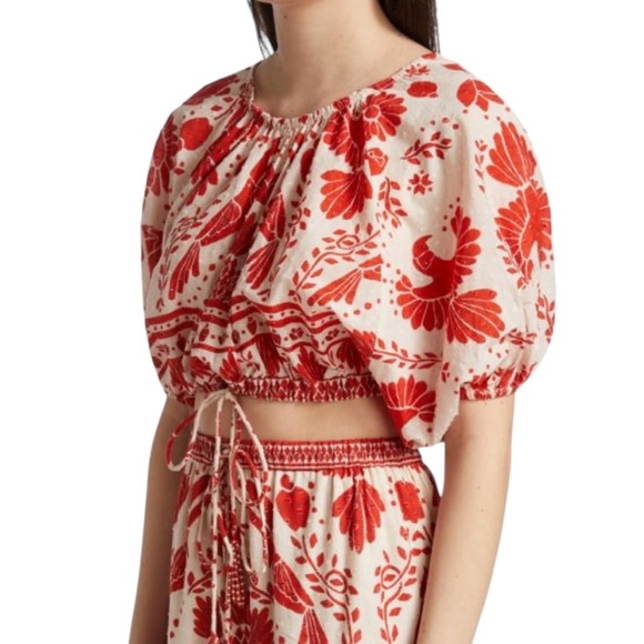 Red and White Floral Crop Top - Picture 13 of 14